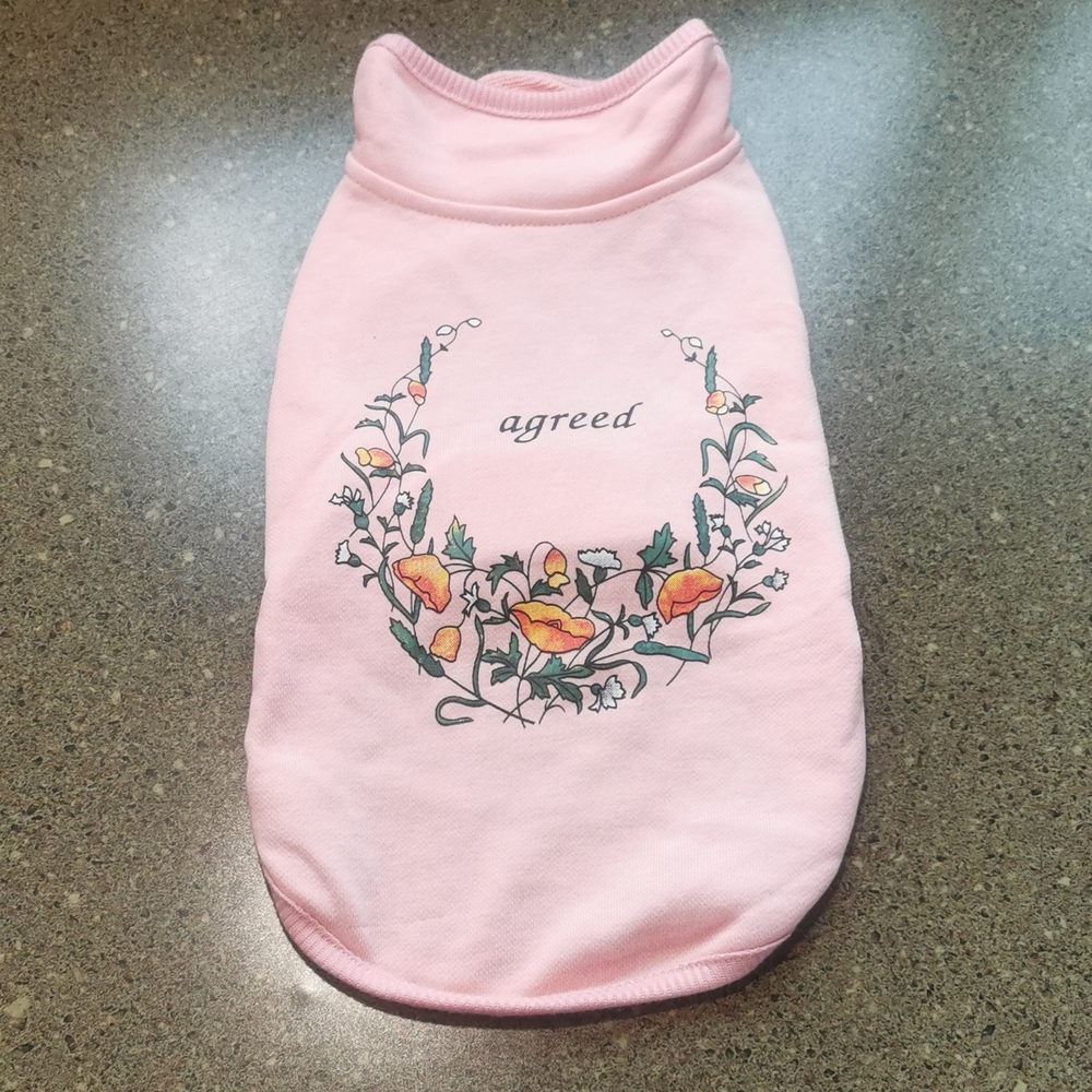 Sweatshirt Medium MED Dog Coat  peach colour Velcro floral flower New No Tags